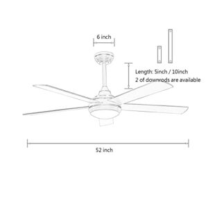 VACILL Low Profile Ceiling Fan with Light Black 52 inch,6 Speed Levels,LED Dimmable,for Farmhouse/Bedroom/Living Room