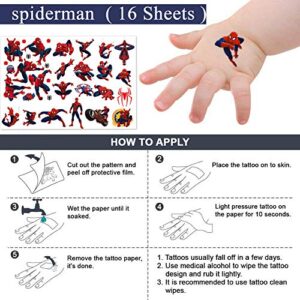 400Pcs Spider Birthday Party Favors Gift for Kids, 16 Sheets Stickers Temporary Tattoos Supplies for Decorations Decor for Boys Girls Kids School Classroom Rewards Prizes