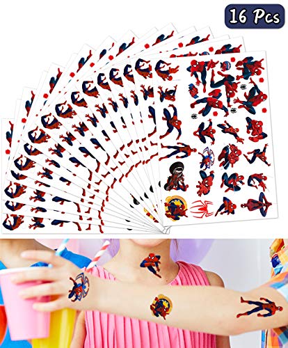 400Pcs Spider Birthday Party Favors Gift for Kids, 16 Sheets Stickers Temporary Tattoos Supplies for Decorations Decor for Boys Girls Kids School Classroom Rewards Prizes