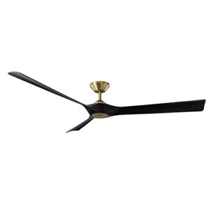 modern forms torque indoor and outdoor 3-blade 70in smart ceiling fan in soft brass matte black with remote control compatible with alexa and ios or android app