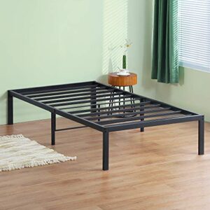olee sleep 14 inch tall t-2000 steel slat, non-slip center support, no box spring needed, easy assembly, twin xl size bed frame, black