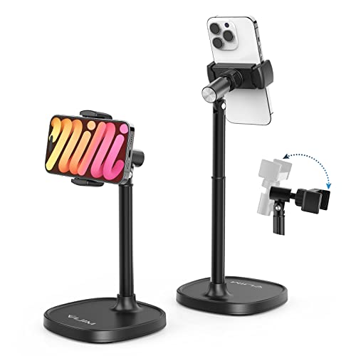 ULANZI Cell Phone Stand Mount for Desk, Vijim HP004 Adjustable Height & Angle Phone Holder, 360 Degree Rotating Desktop Phone Stand for Recording Compatible with iPhone, Samsung Galaxy and All Phones