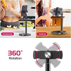 ULANZI Cell Phone Stand Mount for Desk, Vijim HP004 Adjustable Height & Angle Phone Holder, 360 Degree Rotating Desktop Phone Stand for Recording Compatible with iPhone, Samsung Galaxy and All Phones