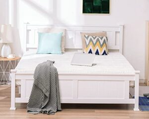 bonnlo queen platform bed frame with headboard, wood bed frame, no box spring needed, white