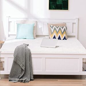 Bonnlo Queen Platform Bed Frame with Headboard, Wood Bed Frame, No Box Spring Needed, White