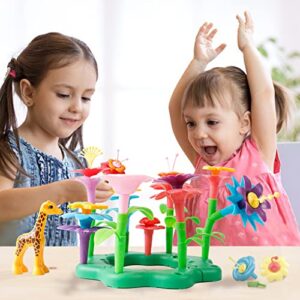 Flower Garden Building Toys for Toddler Girls - Stem Toys for 3 4 5 6 Year Old Kids Preschool Learning Activities, Educational Floral Gardening Stacking Toy Set, Birthday Gifts for Girls Age 3-6