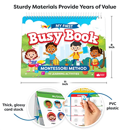 Montessori Busy Book for Toddlers Ages 3 and Up - Pre K Preschool Learning Activities Book - Autism Sensory - Kindergarten Educational Toys for 3 Year Old - My Preschool Busy Book Ages 3-4 4-8 5-7