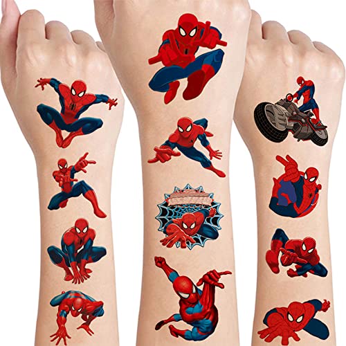 8 Sheets Temporary Tattoos for Kids, Birthday Party Supplies Cute Fake Tattoos Stickers Cartoon Tattoo Party Decorations Birthday Party Favors for Kids Boys Girls Party Gifts Party Stickers