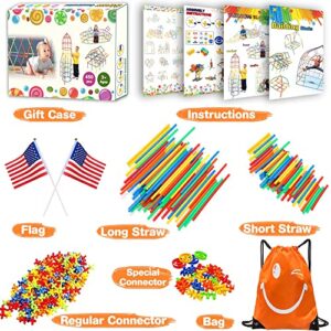 Haninsuze Straw STEM Building Toys 480 pcs Interlocking Plastic Educational Toys Engineering Building Blocks -Fun- Educational- Safe for Kids- Develops Motor Skills-Construction Blocks