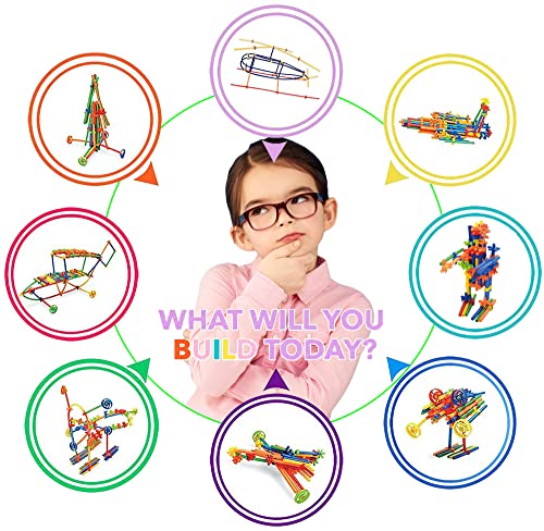 Haninsuze Straw STEM Building Toys 480 pcs Interlocking Plastic Educational Toys Engineering Building Blocks -Fun- Educational- Safe for Kids- Develops Motor Skills-Construction Blocks