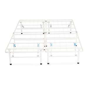 Amazon Basics Foldable Metal Platform Bed Frame with Tool Free Setup, 14 Inches High, Queen, White