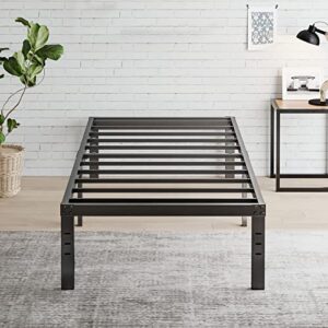 artimorany twin xl bed frame, 14 inch metal platform bed, heavy duty steel slats support mattress foundation, no box spring needed, noise free, easy assembly, black