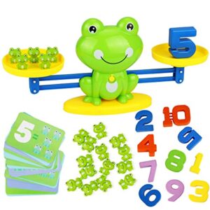 aitbay cool math game, valentines for preschoolers frog balance counting toys for boys & girls educational number toy fun children's gift stem learning age 3+ (63 pcs)