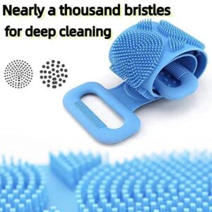 HJCOCHOME Silicone Back Scrubber for Shower,Silicone Body Scrubber,Shower Brush,Body Scrubbers,Back Scrubber Extra Long Exfoliating Body Scrubber with Handle for Shower for Men and Women (Blue)