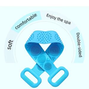 HJCOCHOME Silicone Back Scrubber for Shower,Silicone Body Scrubber,Shower Brush,Body Scrubbers,Back Scrubber Extra Long Exfoliating Body Scrubber with Handle for Shower for Men and Women (Blue)