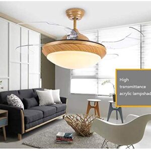 Fashionable chandelier Retro modern industrial chandelier/LED Invisible Ceiling Fans with Lamp,Wood Fan Lights Remote Control Chandelier with Electric Fan Lighting for Bedroom and Restaurant,Whiteligh