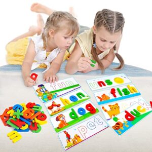 ShyLizard See and Spell Educational Toys, Flash Cards Learning Toys for Boys and Girls 3 4 5 6 Years Old, CVC Word Builders Toys for Preschool, Kindergarten and Homeschool Kids, 80PCS