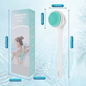 LINGSFIRE Electric Body Bath Brush, Rechargeable Back Brush Long Handle for Shower with 5 Spin Shower Facial Brush Head Waterproof Silicone Body Scrubber Exfoliating Deep Cleansing Brush for Women Men