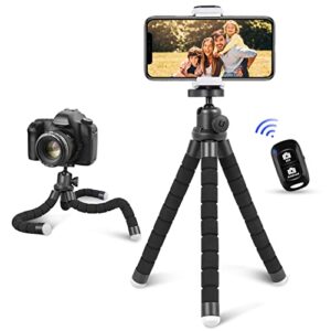 aureday cell phone tripod stand, flexible travel tripod with remote and mount,small cellphone tripod for iphone＆android phones,cameras,gopro,webcam(sponge)