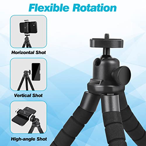 Aureday Cell Phone Tripod Stand, Flexible Travel Tripod with Remote and Mount,Small Cellphone Tripod for iPhone＆Android Phones,Cameras,Gopro,Webcam(Sponge)