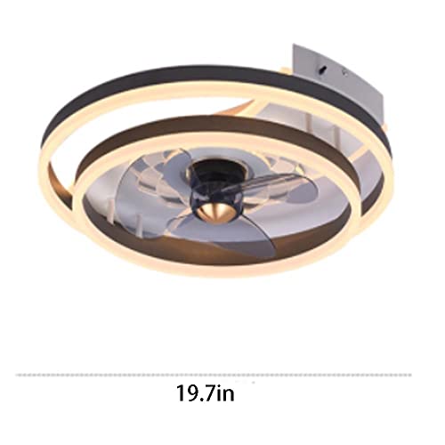 Modern Flush Mount Ceiling Fans Lights, 6 Speeds Timing Reversible Blades Modern Ceiling Fans, with 3 Color Dimmable Classic Ceiling Fans Lighting Fixture, for Small Room, Bedroom, Living Room ( Color