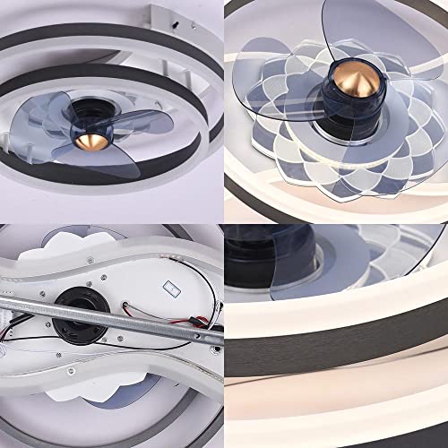 Modern Flush Mount Ceiling Fans Lights, 6 Speeds Timing Reversible Blades Modern Ceiling Fans, with 3 Color Dimmable Classic Ceiling Fans Lighting Fixture, for Small Room, Bedroom, Living Room ( Color