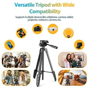 Aureday Phone Tripod Stand, 64” Extendable Cell Phone&Camera Tripod with Wireless Remote and Phone Holder, Aluminum iPad Tripod for Video Recording/Selfies/Live Stream/Vlogging