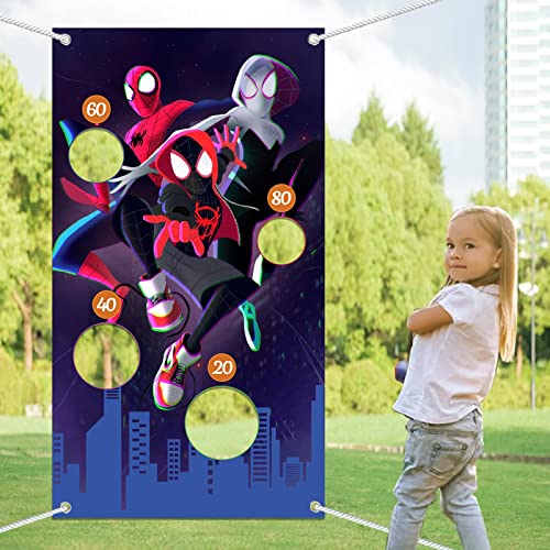 Spider Toss Game Banner with 4 Bean Bags-Fun Spider Indoor Outdoor Throwing Game Party Supplies for Spider Party Decorations Kids Carnival Games