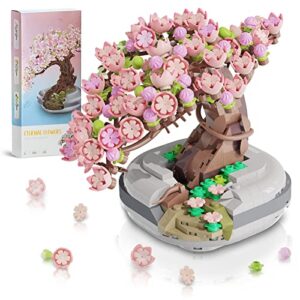 easyago mini bricks cherry blossom tree building sets, sakura bonsai diy simulation plant series creative toys,birthday gift for adults women teens kids 6+ years old(not compatible with lego blocks)