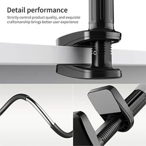 SAIJI Gooseneck Bed Phone Holder, Flexible Long Arm Phone Mount for Desk, Clip Bracket Clamp Stand for 4.0-6.5'' Mobile Cell Phone Stand Document Camera Nintendo Switch (Black)