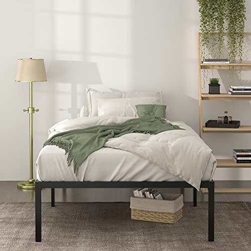 IMUsee Heavy Duty Twin Size Platform Bed Frame with 18 inch Large Under Bed Storage Space, Sturdy Metal Frame/Mattress Foundation/No Box Spring Needed/Easy Assembly/Noise-Free