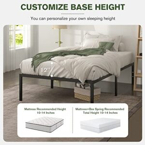 IMUsee Heavy Duty Twin Size Platform Bed Frame with 18 inch Large Under Bed Storage Space, Sturdy Metal Frame/Mattress Foundation/No Box Spring Needed/Easy Assembly/Noise-Free