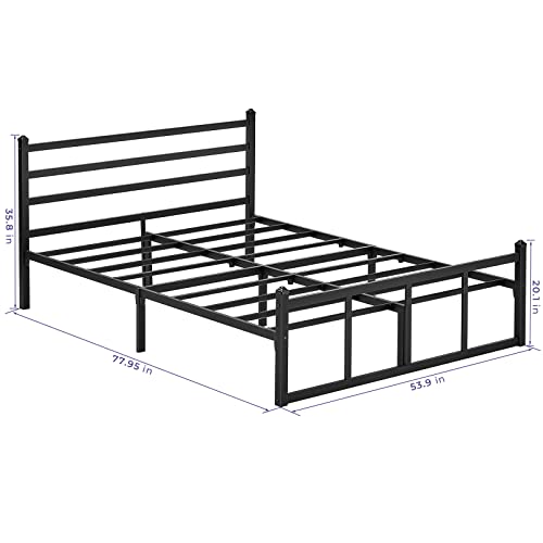 GreenForest Queen Bed Frame with Headboard Heavy Duty Metal Platform Mattress Foundation with Square Slats Support No Box Spring Needed, Black