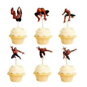 48pcs spiderman cupcake toppers for kids birthday party cake decoration