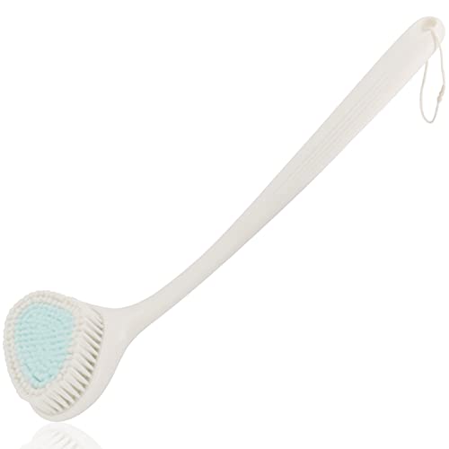 HONZUEN Non-Slip Back Bath Brush Long Handle, Shower Body Brush for Improves Lymphatic System, Stimulates Blood Circulation Exfoliator, Ergonomic Streamlined Shower Back Scrubber for Men Women Elderly