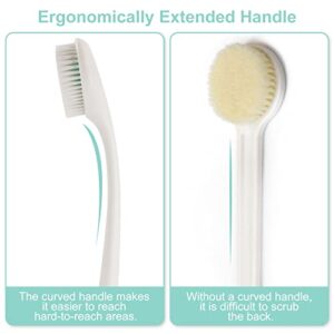 HONZUEN Non-Slip Back Bath Brush Long Handle, Shower Body Brush for Improves Lymphatic System, Stimulates Blood Circulation Exfoliator, Ergonomic Streamlined Shower Back Scrubber for Men Women Elderly