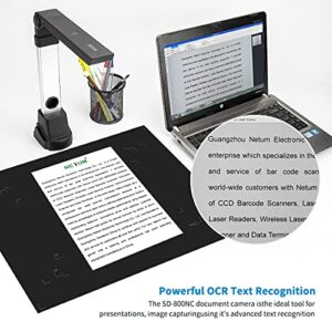 NetumScan Upgraded Book & Document Scanner for Teachers, Multi-Language OCR and English Article Recognition by AI Technology, Real-time Projection, Video Recording, Foldable & Portable, Only Windows