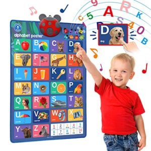 LEARNING BUGS Interactive ABC & 123s Talking Poster & Musical Wall Chart, Educational Toy for Toddlers