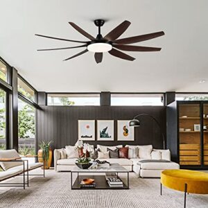 Large Ceiling Fans with Lights 71" Remote Control Ceiling Fan Integrated LED Ceiling Fan Lighting Indoor Timing Ceiling Fans Solid Wood Blade Ceiling Fan for Bedroom Living Room Brown