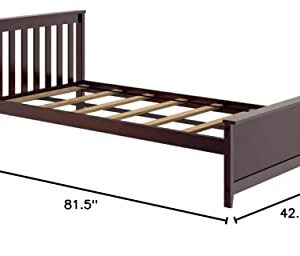 Max & Lily Twin Bed, Wood Bed Frame with Headboard For Kids, Slatted, Espresso