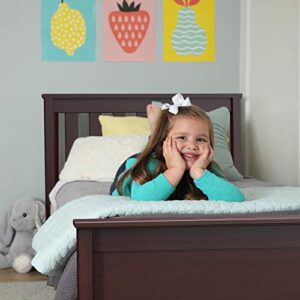 Max & Lily Twin Bed, Wood Bed Frame with Headboard For Kids, Slatted, Espresso