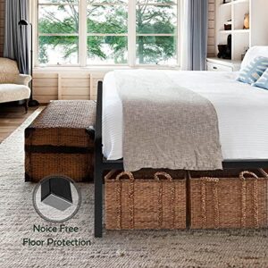 JOM California King Bed Frames with Headboard and Storage No Box Spring Needed Metal-Wood Platform Heavy Duty Bedframe Cal King Size Frame