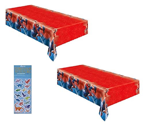 Unique Spiderman Birthday Party Supplies Bundle Includes Plastic Table Covers - 2 Count