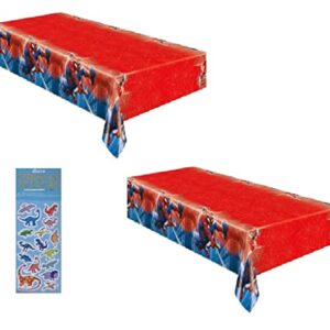 Unique Spiderman Birthday Party Supplies Bundle Includes Plastic Table Covers - 2 Count