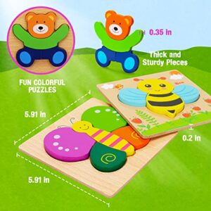 GEPER Wooden Puzzles for Toddlers 1-3, Animal Shape Toddler Puzzles Montessori Toy for 1 2 3 Year Old Boys Girls, Learning Educational Toys for Toddlers Early Development and Activity Toys Gifts