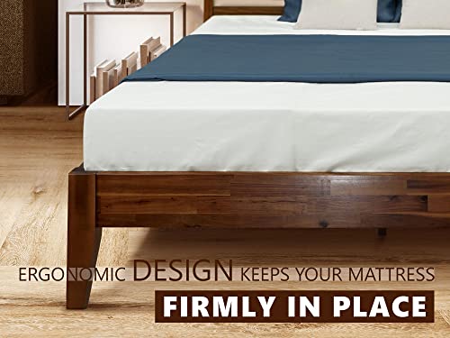 Acacia Emery 14 Inch Wood Platform Bed Frame V1 (Chocolate, Queen)