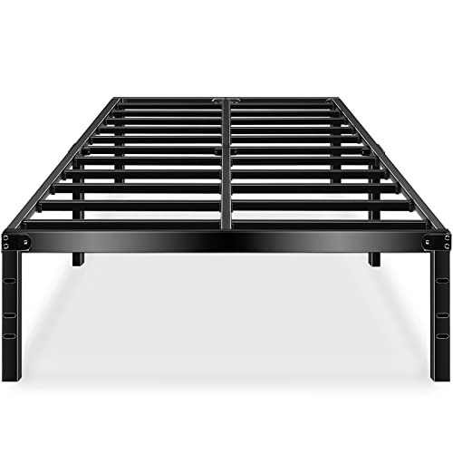 HAAGEEP Queen Bed Frame 18 Inch High Bedframe Tall No Box Spring Needed with Storage Metal Platform Size