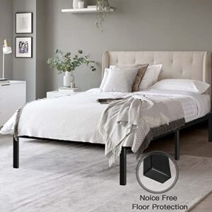 HAAGEEP Queen Bed Frame 18 Inch High Bedframe Tall No Box Spring Needed with Storage Metal Platform Size