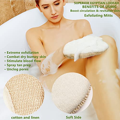 Natural Loofah Exfoliating Body Sponge Scrubber, Back Scrubber (5 Pack), Made with Eco-Friendly and Biodegradable Shower Luffa Sponge, Loofah for Women and Men, for Skin Care in Bath Spa Shower