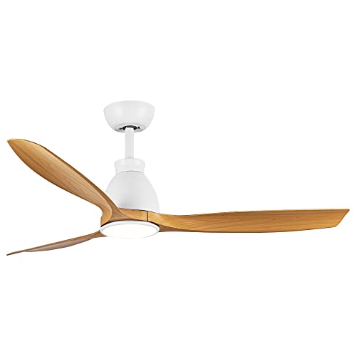 Overstock 52 in. Integrated LED Wooden Grain Modern Ceiling Fan with Lights and Remote Control - 52 Inches